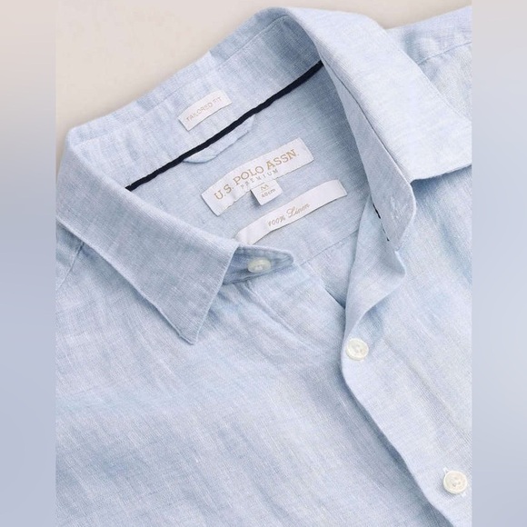 POLO ASSN REGULAR FIT SOLID 100% LINEN CASUAL POLO SHIRT SIZE XL - Picture 6 of 11